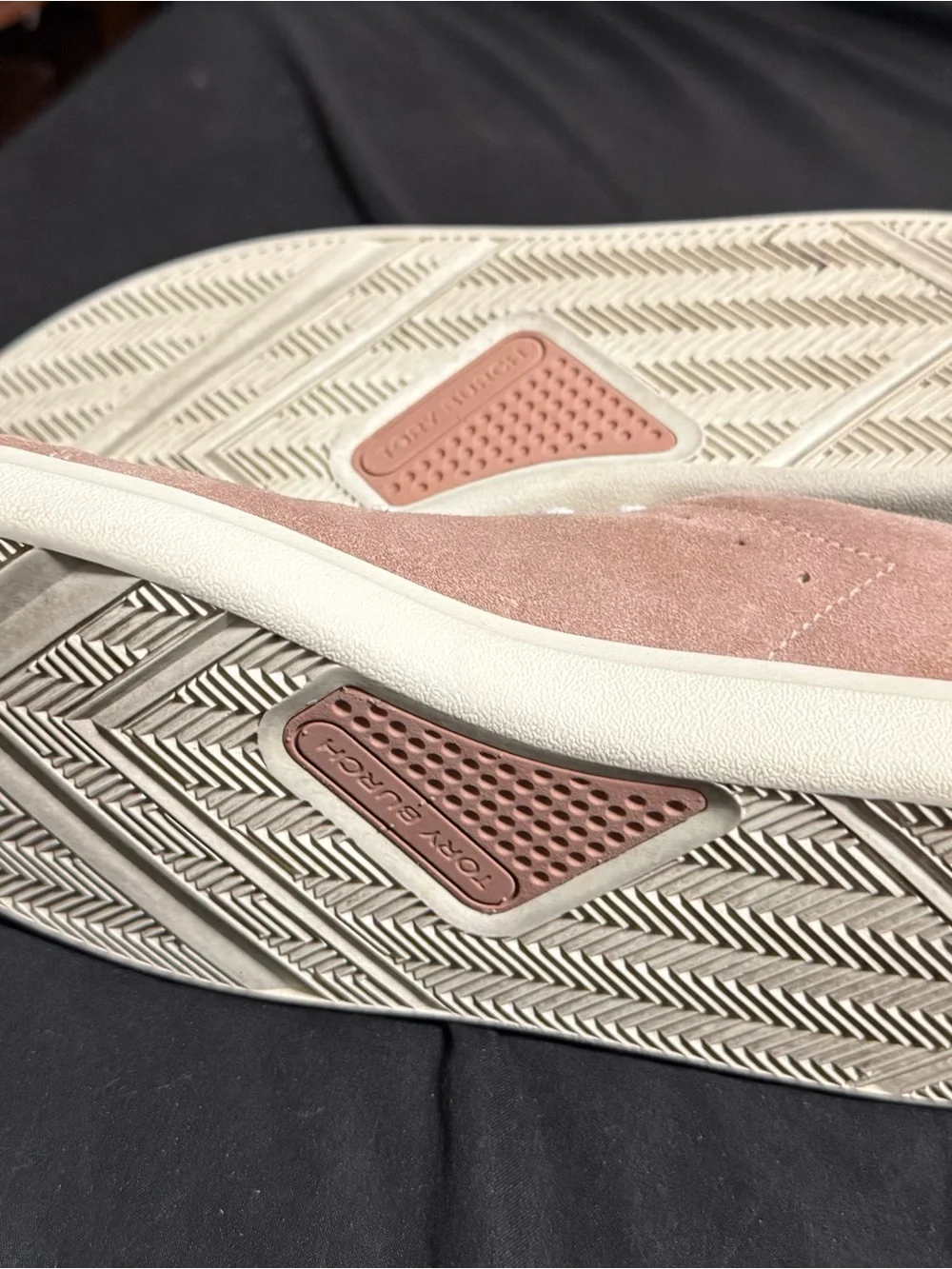 Tory Burch Rose Gold/Blush Pink Suede Low-Top Sneakers